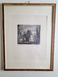 Rothenburg Gate Germany Antique Original Etching