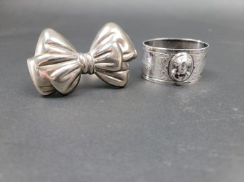 Cherub And Bow Napkin Rings - Cherub Has Initials - Bow Is Light And Made In China