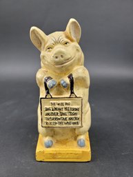 Thrifty The Wise Pig Metal Bank 1030's Hubley  - Still Bank - 6.5 Inches