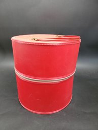 Red Hatbox Or Wig Box With Form With Vintage Pink And Blond Fairelle Wig