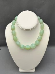 Natural Green Chalcedony Faceted Bead 18' Statement Necklace