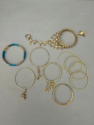 Gold Tone Bracelets Including A Hand Chain With Dangles Rhinestones Belly Dancing