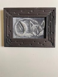 Ceramic ( Or Cement) Tile Plaque, CAT Art - MCM Art