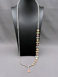 Brighton Silver Tone Garden Of Eden  Chain Belt Multicolor Flowers With Rhinestones Size Large