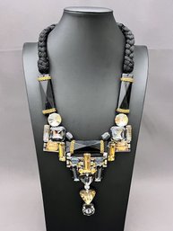 Vintage Oscar De La Renta Chunky Necklace Cloth Back 28' - 32' Long 5.5' Wide