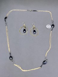 Gold Filled Necklace And Earrings With Faceted Iolite Drops And Beads