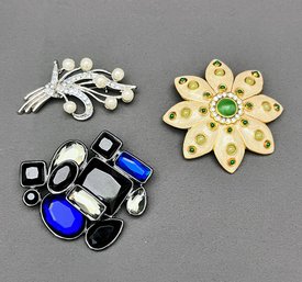 Three Very Different Brooches - Dinner Date, Party Time, Visiting Your Grandma