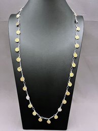 Kathy Kamei Necklace Dual Sided In Silver And Gold Vermeil Dotted Disk New With Tags Retail $425