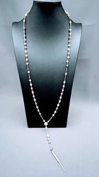 Signed Chan Luu Faceted Multi Agate Stone Rosary Looking Necklace Sterling 36' Long With 6' Dangle