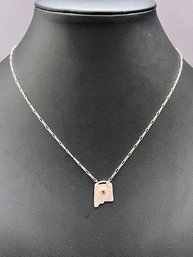 Signed Cynthia Jones Jewelry Sterling Silver Necklace And New Mexico Charm With Tiny Ruby Retail $230
