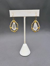 Alexis Bittar Mosaic Collection Gold Tone MOP Doublet And Swarovski Crystals 2.75' Long Retail $82
