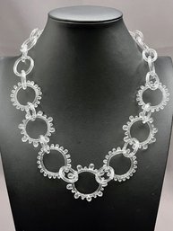 Roxanne Slate Handmade Glass Wheel Statement Necklace Sterling Silver Clasp 20' L W/ 2' Extender Retail $200