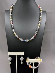 Brighton Silver Tone Kalpana Suite - 18' Necklace, 7'-8' Bracelet, And Earrings Retail $150