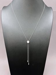 Delicate Silver And Diamond Bolo Necklace With Adjustable Chain