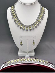 Ann Taylor New With Tags Rhinestone Set Necklace, Bracelet And Earrings Retail $208