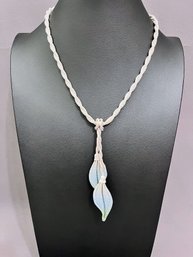 Sarah Cavender 2 Leaf Dangle Mesh Necklace Retail $150