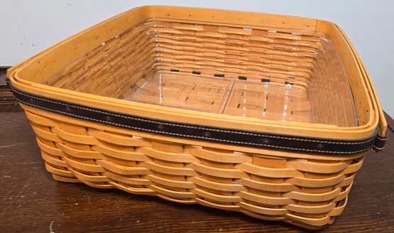 Large Square Longaberger Basket With Plastic Liner 15.5 X 15.5' X 6' Tall