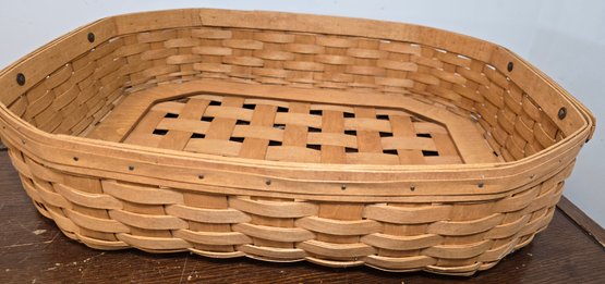 Large Longaberger Gathering Basket Leather Handles 21' X 16' X 5' Tall