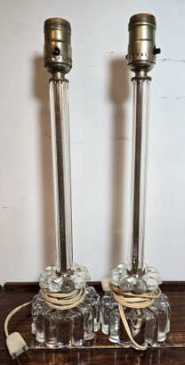 Pai Of Vintage Art Deco Glass Table Lamps 16' Tall