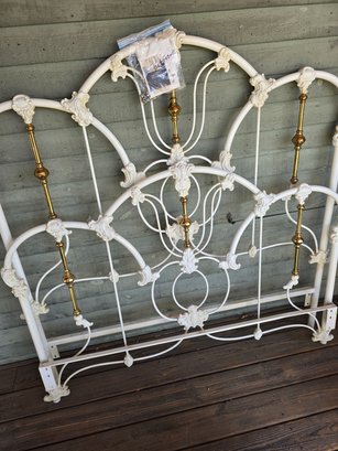 Metal And Brass Full-Size Bed Headboard & Footboard