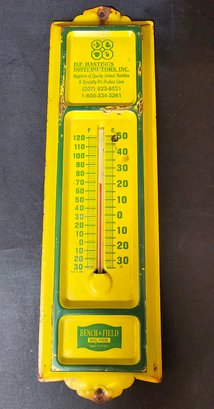 Vintage Metal Bench & Field Dog Food Wall Thermometer