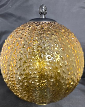 Vintage Mid Century Amber Glass Retro Hanging Swag Lamp Globe