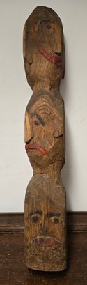 Vintage Folk Art Totem Pole Cribbage Board