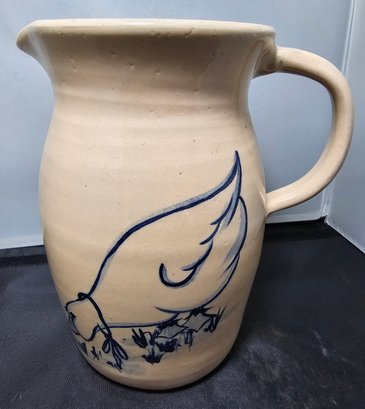 Storie Pottery Co. Water Pitcher Hand Painted Duck Vintage Stoneware