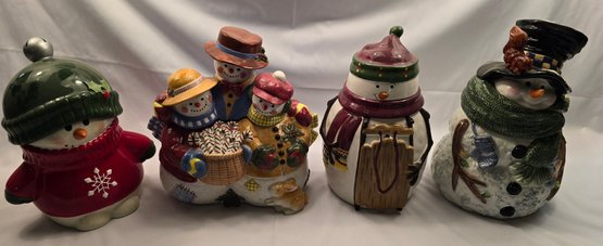 Christmas Winter Snowmen Cookie Jar Lot