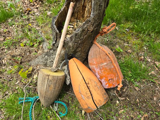 Vintage Wood Maine Wood Lobster Fishing Buoys