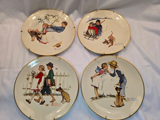 Lot Of 4 Norman Rockwell Gorham China Limited Edition Collectors' Plates