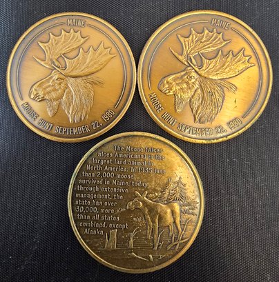 3 Vintage 1980 Moose Hunt Coins