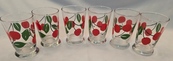 Vintage Mid Century Libby Red Cherry Juice Glasses