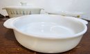 3 Vintage Fire King Milk Glass Casserole Dishes With 1 Glass Lid