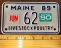 Lot Of State Of Maine Livestock Poultry License Plates 7' X 4'