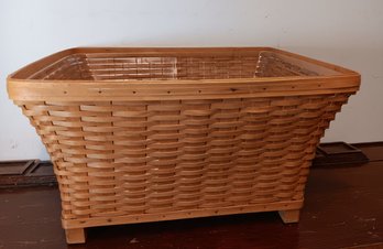 Large Footed Longaberger Basket With Plastic Liner