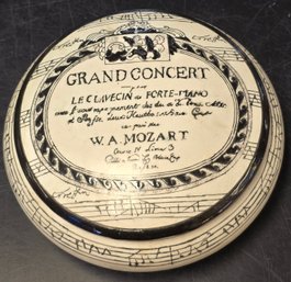 Fornasetti Style Mozart Grand Concert Round Ceramic Lidded Bowl