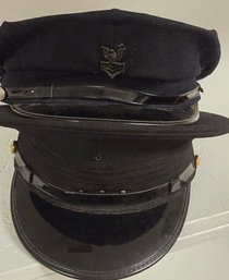 2 Vintage Fireman Or Military Uniform Caps