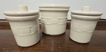 3 Longaberger Ceramic Covered Containers Jars, Canisters