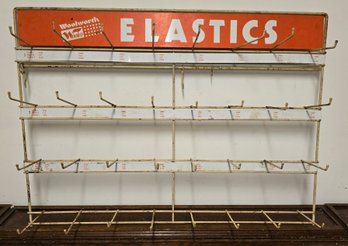 Vintage Metal Woolworths Elastic Sales Rack Store Display