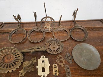 Antique Metal Lantern Wall Mount Brackets And Parts Lot