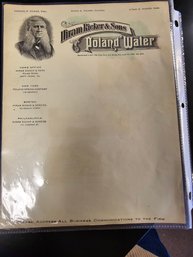 Hiram Ricker & Sons Poland Water (poland Springs Water) Letterhead 1 Sheet