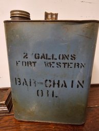 Vintage 2 Gallon Fort Western Bar Chain Oil Can