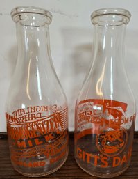 Pair Of Vintage Milk Bottles