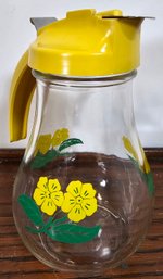Vintage Mid-century Syrup Dispenser Yellow Floral