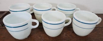 6 Vintage Anchor Hawkins Anchorware Diner Style Coffee Mugs Milk Glass