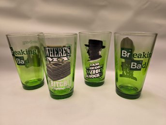 Set Of 4 Collectible Breaking Bad Green Bar Beer Glasses