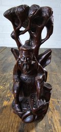 Chinese Carved Rosewood Shou Xing Statue
