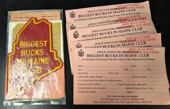 Vintage Biggest Buck In Maine Club Patch And Papers