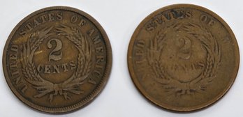 1865 & 1866 2 Cent Pieces 2 Cent Coins